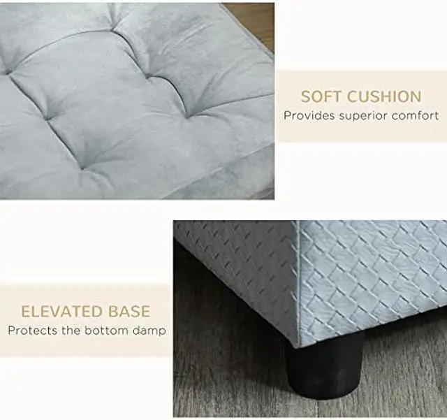 Alt view image 7 of 7 - PawHut Luxury Fancy Dog Bed for Small Dogs with Hidden Storage, Small Dog Couch with Soft 3 Foam, Dog Sofa Bed, Cushy Dog Bed, Modern Pet Furniture for Puppies and Little Breeds, Gray
