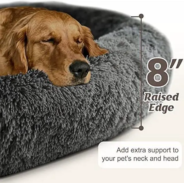 Alt view image 2 of 6 - Syalife Shaggy Plush Calming Dog Couch Bed Pet Protector, Fluffy Waterproof Lining and Nonskid Bottom, Dog Mat for Furniture Protector with Washable Cover(55x43x8, Dark Gray)