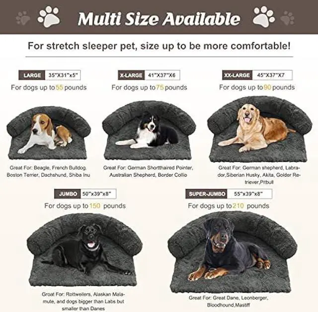 Alt view image 3 of 6 - Syalife Shaggy Plush Calming Dog Couch Bed Pet Protector, Fluffy Waterproof Lining and Nonskid Bottom, Dog Mat for Furniture Protector with Washable Cover(55x43x8, Dark Gray)