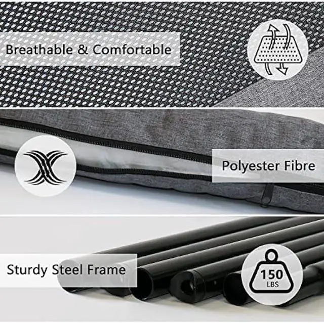 Alt view image 3 of 6 - PETIME Cooling Elevated Pet Cushion Bed Raised Dog Cots Beds for Small Dogs, Portable Indoor & Outdoor Pet Hammock Bed, Frame with Breathable Mesh and Removable Bolsters (42 Inch)