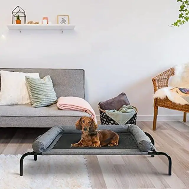 Alt view image 6 of 6 - PETIME Cooling Elevated Pet Cushion Bed Raised Dog Cots Beds for Small Dogs, Portable Indoor & Outdoor Pet Hammock Bed, Frame with Breathable Mesh and Removable Bolsters (42 Inch)