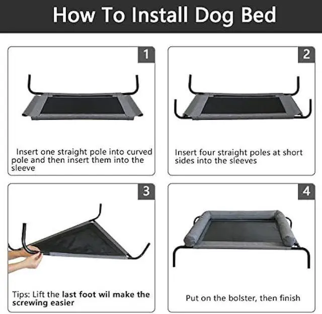 Alt view image 5 of 6 - PETIME Cooling Elevated Pet Cushion Bed Raised Dog Cots Beds for Small Dogs, Portable Indoor & Outdoor Pet Hammock Bed, Frame with Breathable Mesh and Removable Bolsters (42 Inch)
