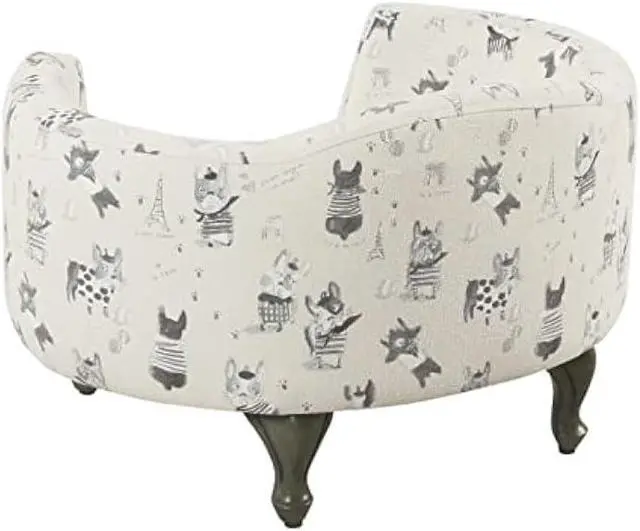 Alt view image 3 of 5 - HomePop Home Decor | Upholstered Curved Pet Bed | Luxury Cat & Dog Beds & Furniture | Round Pet Bed Created with Stain Resistant Fabric, Cream and Gray, Medum