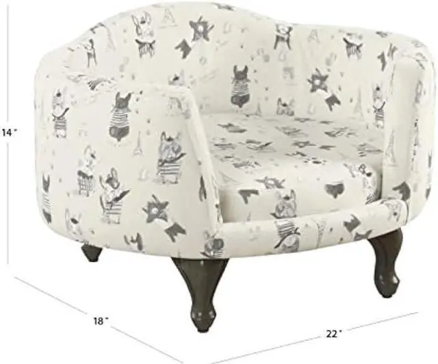 Alt view image 5 of 5 - HomePop Home Decor | Upholstered Curved Pet Bed | Luxury Cat & Dog Beds & Furniture | Round Pet Bed Created with Stain Resistant Fabric, Cream and Gray, Medum
