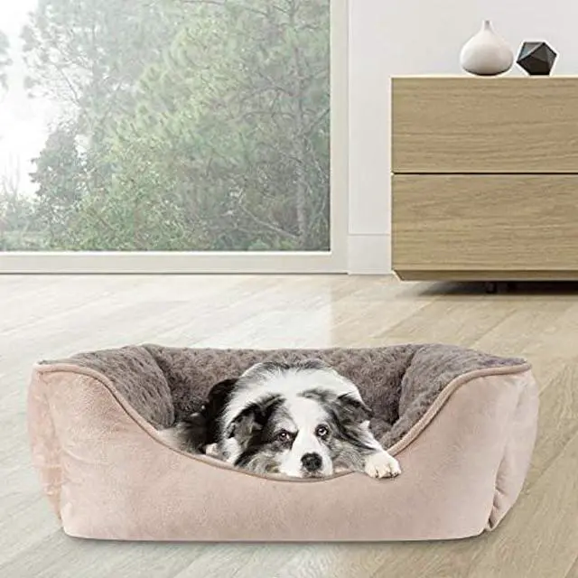 Alt view image 6 of 6 - JOEJOY Rectangle Dog Bed for Large Medium Small Dogs Machine Washable Sleeping Sofa Non-Slip Bottom Breathable Soft Puppy Bed Durable Orthopedic Calming Pet Cuddler, Multiple Size, Beige