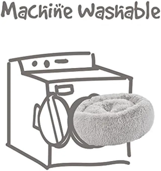 Alt view image 7 of 7 - Friends Forever Donut Dog Bed Faux Fur Fluffy Calming Sofa For Small Dogs, Soft & Plush Anti Anxiety Pet Couch For Dogs, Machine Washable Coco Pet Bed with Non-Slip Bottom, 23x23x6 Grey