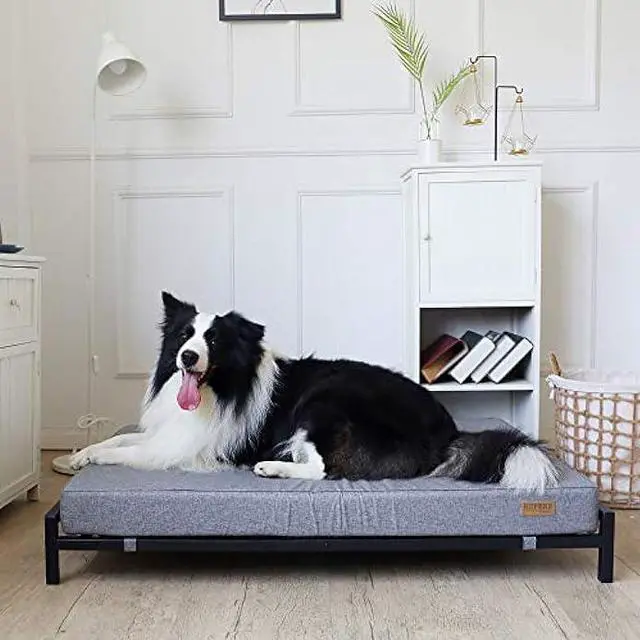 Alt view image 4 of 5 - KOPEKS Elevated Dog Bed for Large Dogs Raised Dog Bed with Dog Mattress & Dog Bed Frame Modern Style - Updated 2023 Version