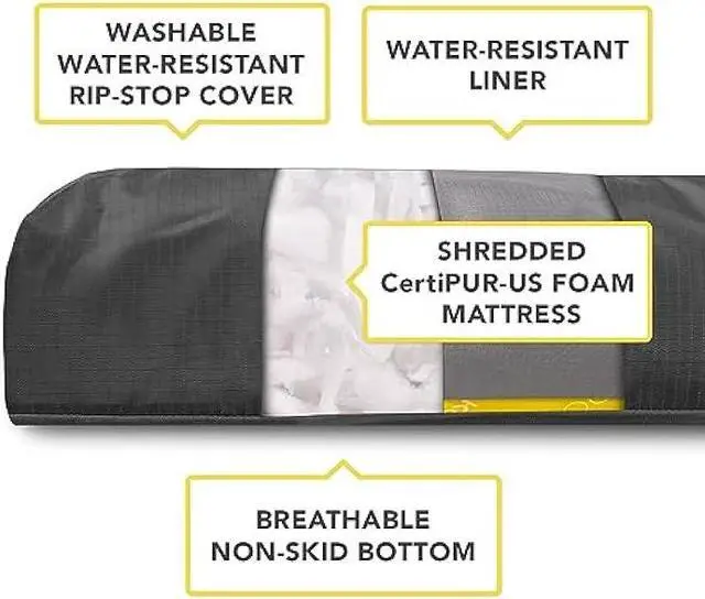 Alt view image 6 of 6 - K9 Ballistics Tough Rectangle Pillow Large Dog Bed - Removable Cover, Washable, Durable & Water Resistant Dog Bed Made for Large Dogs 40x34 Blue Quartz