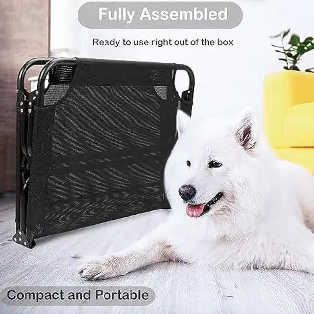 Alt view image 2 of 6 - CAREDPETS Elevated Dog Cots Bed Raised w/Bolster for Large XL XXL Jumbo Dogs, Portable Foldable Chew-Resistance Cooling Mesh Indoor & Outdoor Camping Pet Hammock, No Assembly Needed, Black 54x30x8