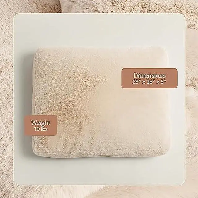 Alt view image 2 of 7 - UnHide Floof Pet Pillow - Extra Soft Dog Bed Pillow- Removable Faux Fur Cover - Machine Washable - Helps Ease Pet Anxiety & Provides The Perfect Sleep, 28 x 36 x 5, 10lbs - Beige