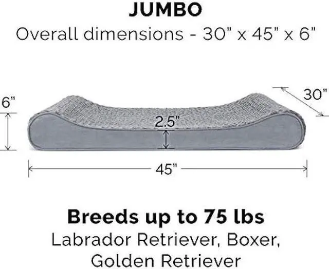 Alt view image 3 of 6 - Furhaven Orthopedic Dog Bed for Large Dogs w/ Removable Washable Cover, For Dogs Up to 75 lbs - Ultra Plush Faux Fur & Suede Luxe Lounger Contour Mattress - Gray, Jumbo/XL