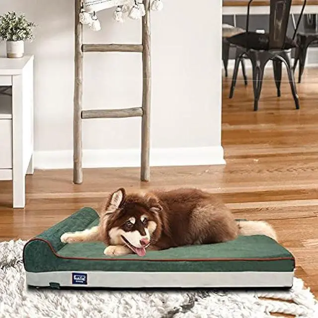 Alt view image 6 of 6 - Laifug Orthopedic Memory Foam Dog Bed with Durable Water Proof Liner and Removable Washable Cover (Large (46x28x8), Dark Green)