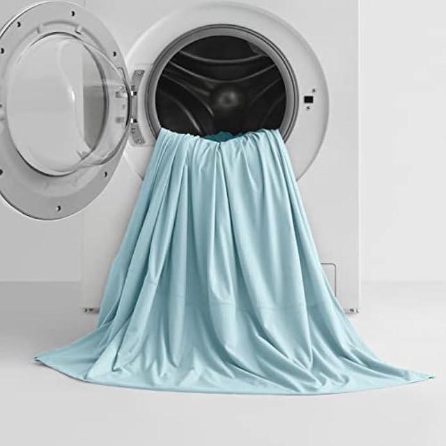 Alt view image 4 of 6 - REST® Evercool®+ Flat Sheet, Silver Ion Infused Cooling Top Sheet for Hot Sleepers, Instant Cooling, Smooth, Machine Washable for Fresh and Hygienic Sleep (Light Blue, King/Cal King)