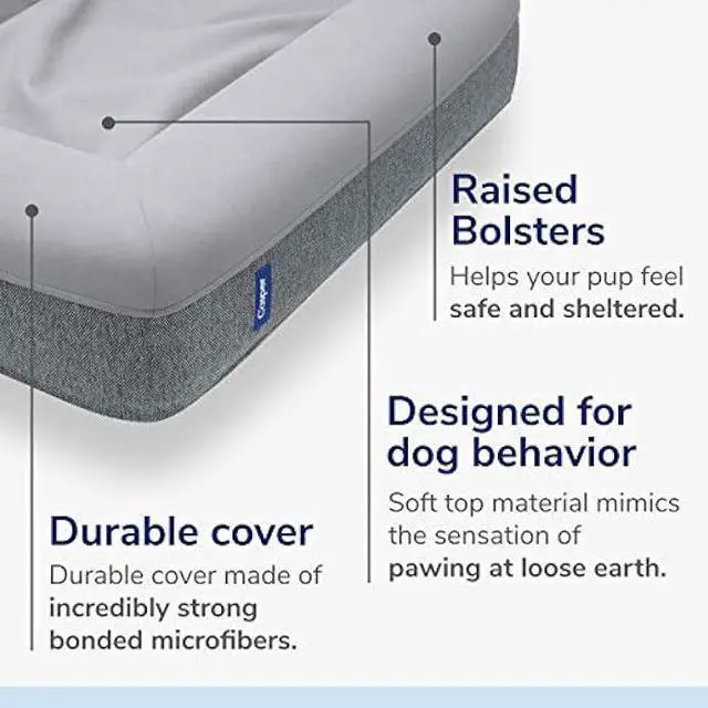 Alt view image 2 of 5 - Casper Dog Bed, Plush Memory Foam, Large, Gray