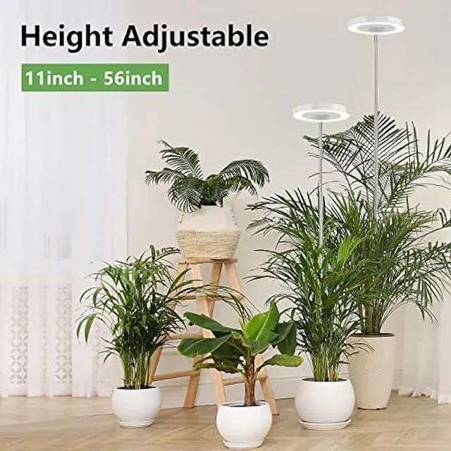Alt view image 2 of 6 - LBW Grow Lights for Indoor Plants, 72 LEDs Full Spectrum Plant Light, Large Plant Lamp with 4 Dimmible Levels, 4/8/12H Auto On/Off Timer, Height Adjustable, Halo Growing Lamp for Tall Plants2 Pack