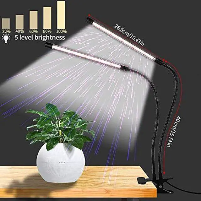 Alt view image 2 of 6 - GooingTop LED Grow Light,6000K Full Spectrum Clip Plant Growing Lamp with White Red LEDs for Indoor Plants,5-Level Dimmable,Auto On Off Timing 4 8 12Hrs