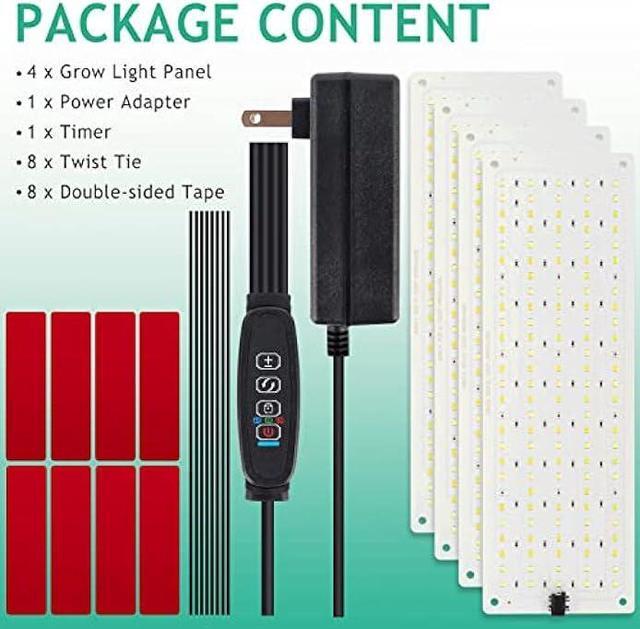 Alt view image 7 of 7 - LBW Plant Grow Light, 540 LEDs Full Spectrum Grow Lights for Indoor Plants, Under Cabinet Grow Lamp with 4/8/12H Timer, 3 Lighting Modes, 10 Dimmable Levels, Suitable for Plant Growth, 4 Pack