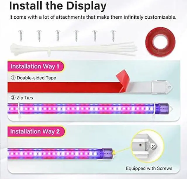 Alt view image 3 of 6 - iPower 60W LED Plant Grow Light Strips Full Spectrum for Indoor Plants with Auto ON/Off 3/9/12H Timer, 10 Dimmable Levels 48 LEDs, Sunlike Grow Lamp for Hydroponics Succulent, 4 Tubes, Red&Blue
