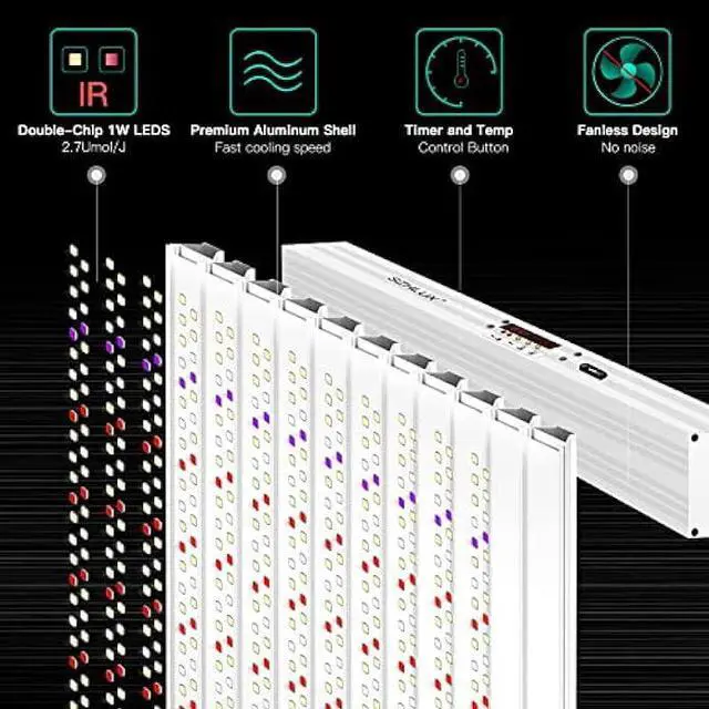 Alt view image 4 of 6 - SZHLUX 500W LED Grow Light 5×5ft with Timer and Temp Control, Full Spectrum Grow Lamp Dimmable with 1056 Samsung Diodes for Indoor Plants Seedling Grow Light