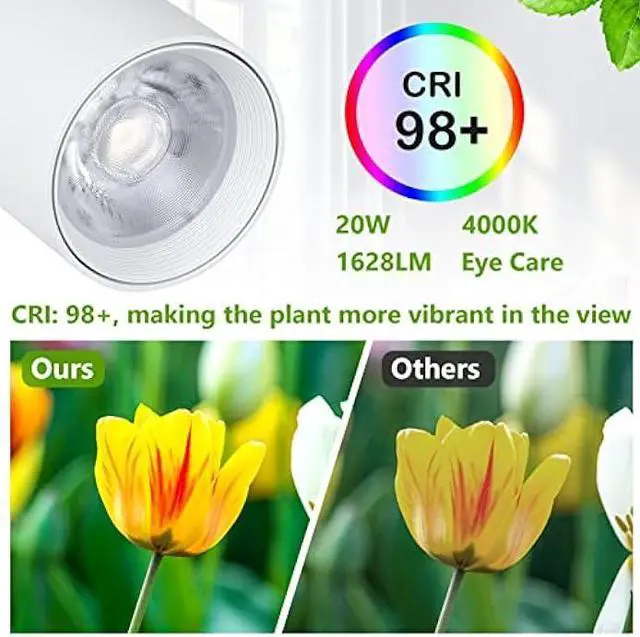 Alt view image 4 of 6 - HMVPL White Grow Lights for Indoor Plants Full Spectrum,Tall Plant Light for Indoor Growing with 20W COB Plant Light Bulb,4/8/12H Timer,Led Growth Floor Lamp for Large Plant Seedling(6 Level Height)