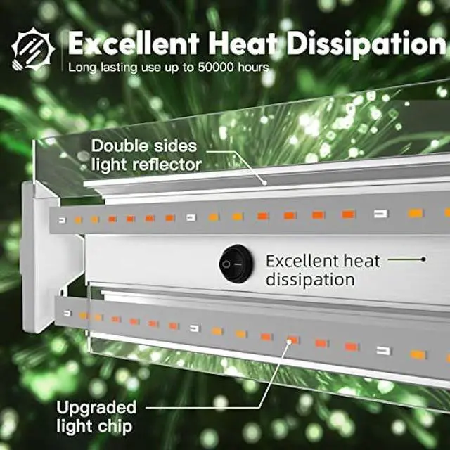 Alt view image 5 of 6 - FREELICHT 1 Pack 4ft LED Grow Light, 60W (350W Equivalent), Sunlike Full Spectrum Integrated Plant Light for Hydroponic Indoor Plant Seedling Veg and Flower, Plug in with On/Off Switch