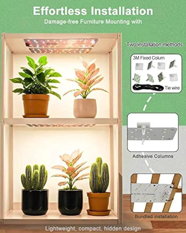 Alt view image 6 of 6 - DOMMIA Grow Lights, Full Spectrum 12W(120W Equiv) for Indoor Plants, 84 LEDs Sunlike Plant Grow Light with On/Off Switch for Seed Starting, Hydroponics, Succulents & More, Easy to Assemble