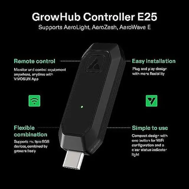 Alt view image 2 of 7 - VIVOSUN GrowHub Controller E25, Supports Smart Grow System Devices, Easy to Install & Use, WiFi App Controllable, Expansion Port for E42/E42A, for Grow Tent Cooling Ventilation Lighting
