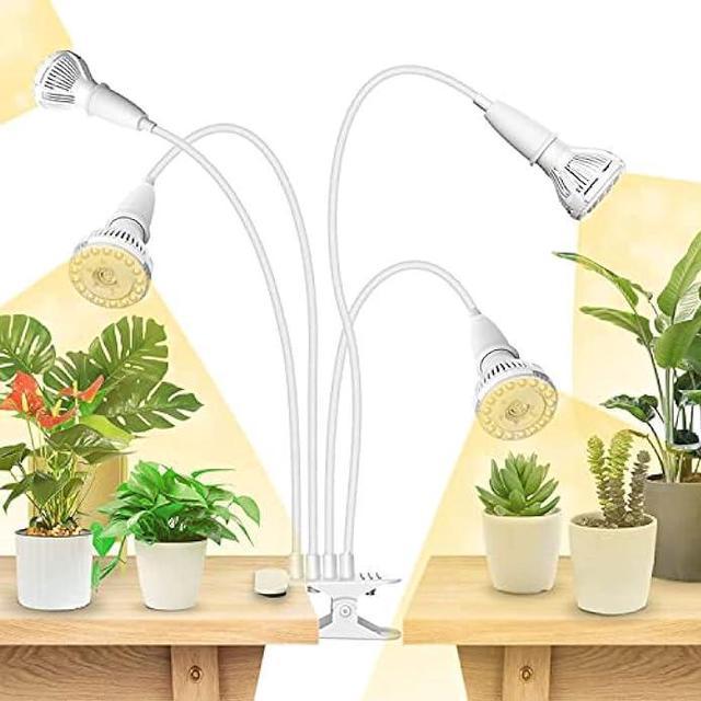 SANSI LED Grow Lights for Indoor Plants, 600W Full Spectrum Clip-on  Gooseneck Grow Light with Ceramic Tech.,40W Power Plant Light with Optical  Lens for High PPFD, Lifetime Free Bulbs Replacement White 