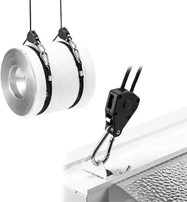 Alt view image 6 of 7 - 8 Pairs 1/8 Heavy Duty Ratchet Hangers, Adjustable Rope Hangers, Grow Light Rope Hangers for Grow Plant Fan Filter Light Room Equipment, 150 LB Capacity per Pair
