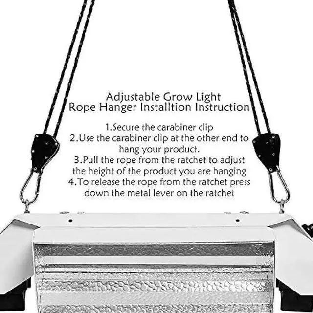 Alt view image 5 of 7 - 8 Pairs 1/8 Heavy Duty Ratchet Hangers, Adjustable Rope Hangers, Grow Light Rope Hangers for Grow Plant Fan Filter Light Room Equipment, 150 LB Capacity per Pair