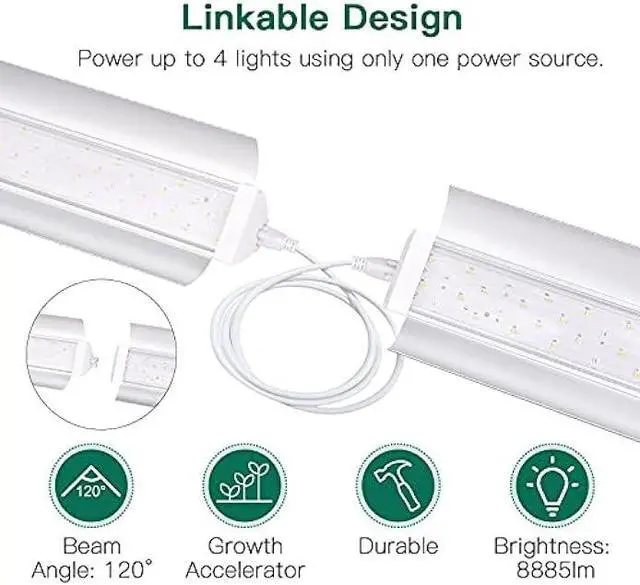 Alt view image 5 of 6 - SZHLUX Grow Light 4ft 140W (2×70W, 800W Equivalent) Super Bright Full Spectrum Sunlight Plant Light, LED Grow Light Strips, Grow Light Bulbs for Indoor Plants - 2 Pack