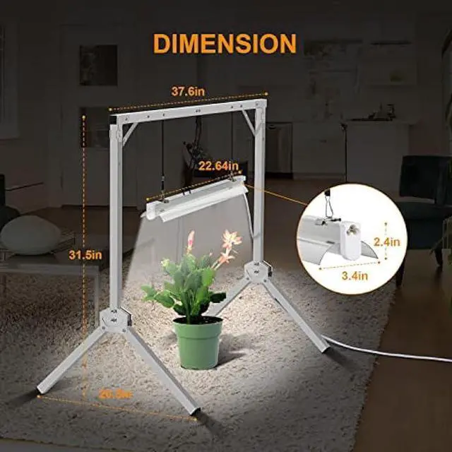 Alt view image 2 of 7 - iPower 2 Feet T5 Fluorescent Grow Light System with Foldable Stand Rack for Plant Seed Starting, 24W, 1 Pack