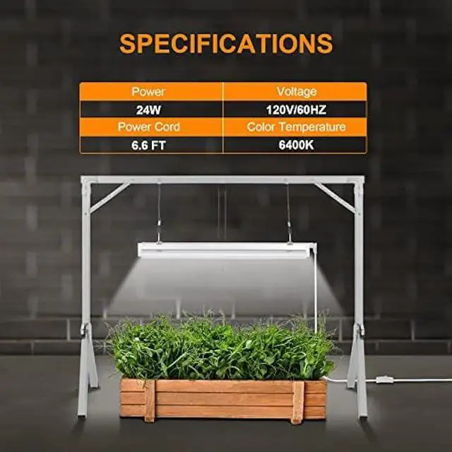 Alt view image 3 of 7 - iPower 2 Feet T5 Fluorescent Grow Light System with Foldable Stand Rack for Plant Seed Starting, 24W, 1 Pack