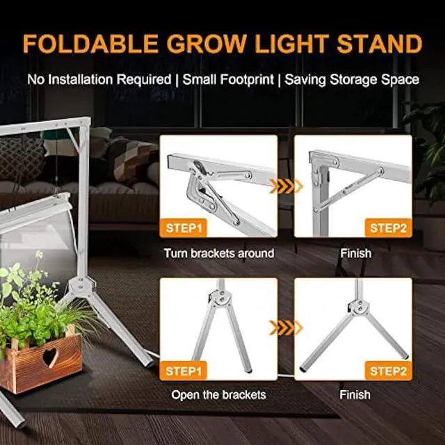 Alt view image 7 of 7 - iPower 2 Feet T5 Fluorescent Grow Light System with Foldable Stand Rack for Plant Seed Starting, 24W, 1 Pack