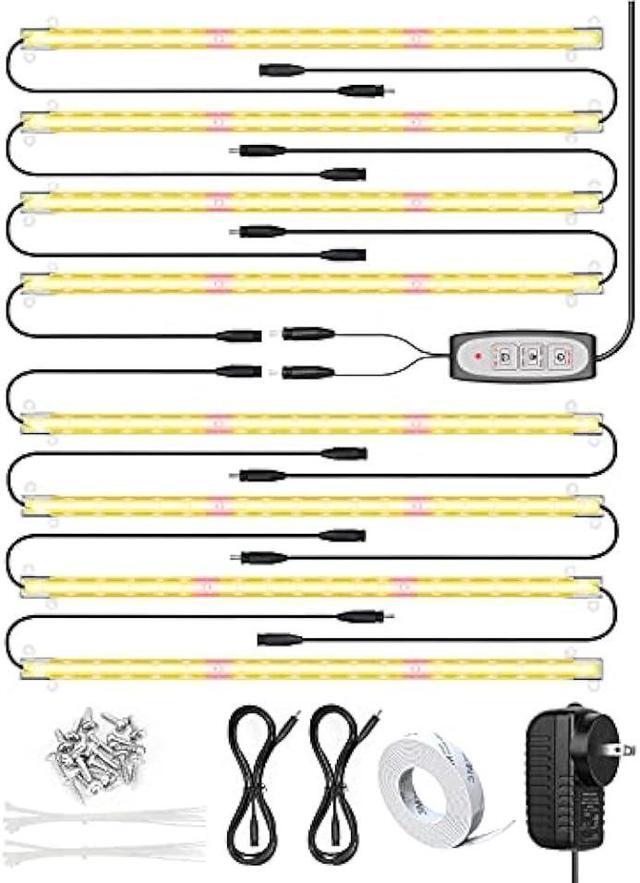 Main image of LED Grow Light Strip, 8 Pack Grow Lights for Indoor Plants, 80W Full Spectrum Plant Lights with 4 Dimmable Level, Auto On/Off 3/6/12H Timer, Sunlike Grow Lamp for Seedling Veg Flower Hydroponics
