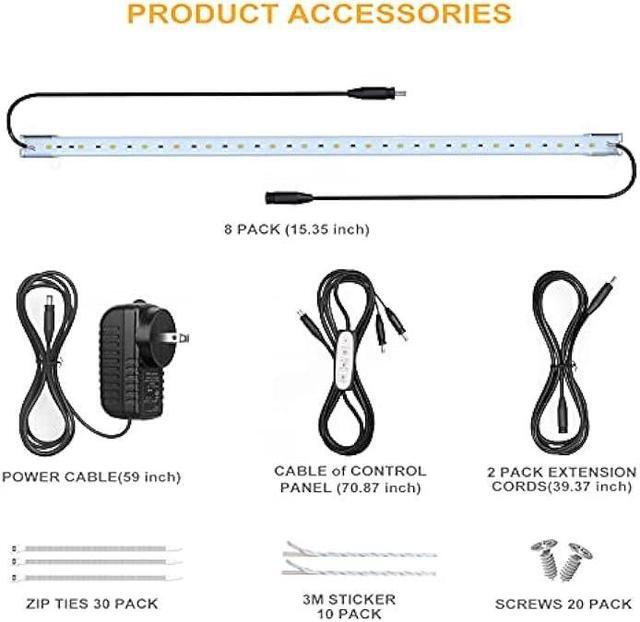Alt view image 6 of 7 - LED Grow Light Strip, 8 Pack Grow Lights for Indoor Plants, 80W Full Spectrum Plant Lights with 4 Dimmable Level, Auto On/Off 3/6/12H Timer, Sunlike Grow Lamp for Seedling Veg Flower Hydroponics
