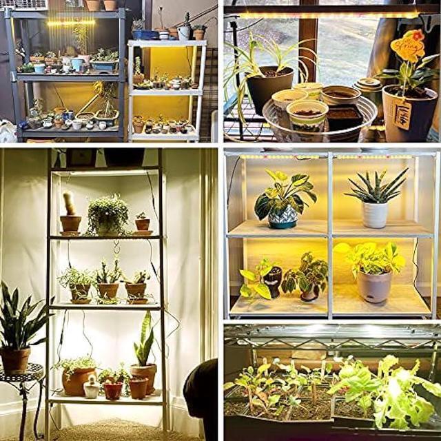 Alt view image 7 of 7 - LED Grow Light Strip, 8 Pack Grow Lights for Indoor Plants, 80W Full Spectrum Plant Lights with 4 Dimmable Level, Auto On/Off 3/6/12H Timer, Sunlike Grow Lamp for Seedling Veg Flower Hydroponics