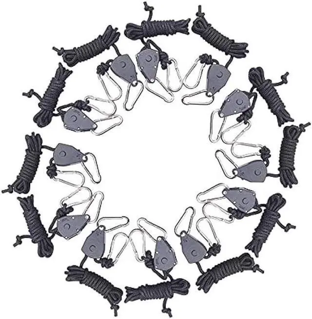 Alt view image 2 of 5 - Zazzy 6-Pairs 1/8 Inch Adjustable Rope Hanger for Grow Light, Heavy Duty Ratchet Tie Down Strap with Reinforced Gear, Heavy Duty Rope Clip Hanger for Various Tie-Down Uses