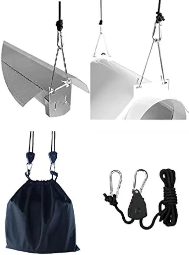 Alt view image 4 of 5 - Zazzy 6-Pairs 1/8 Inch Adjustable Rope Hanger for Grow Light, Heavy Duty Ratchet Tie Down Strap with Reinforced Gear, Heavy Duty Rope Clip Hanger for Various Tie-Down Uses