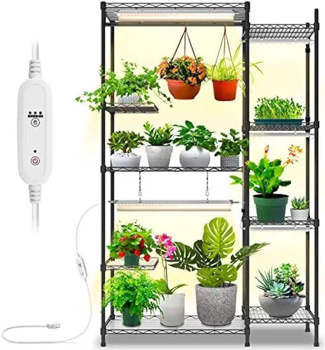 Main image of Bstrip Plant Shelf with Grow Light, Grow Light Shelf with 78W T5 Full Spectrum Grow Light , Plant Stand with Grow Light , Dimmable Plant Light with Timer, Seed Starting, Tray (41.4L x 13.8W x 63H)