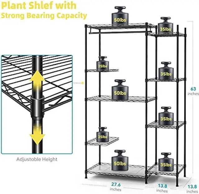 Alt view image 3 of 7 - Bstrip Plant Shelf with Grow Light, Grow Light Shelf with 78W T5 Full Spectrum Grow Light , Plant Stand with Grow Light , Dimmable Plant Light with Timer, Seed Starting, Tray (41.4L x 13.8W x 63H)
