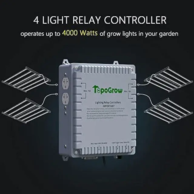 Alt view image 3 of 7 - TopoGrow 4 Lighting Relay Ballast Maximum 4 1000W Grow Light Controller for Hydroponics Indoor Double Ended Grow Light and Grow Tent Growing