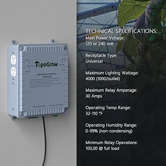 Alt view image 2 of 7 - TopoGrow 4 Lighting Relay Ballast Maximum 4 1000W Grow Light Controller for Hydroponics Indoor Double Ended Grow Light and Grow Tent Growing