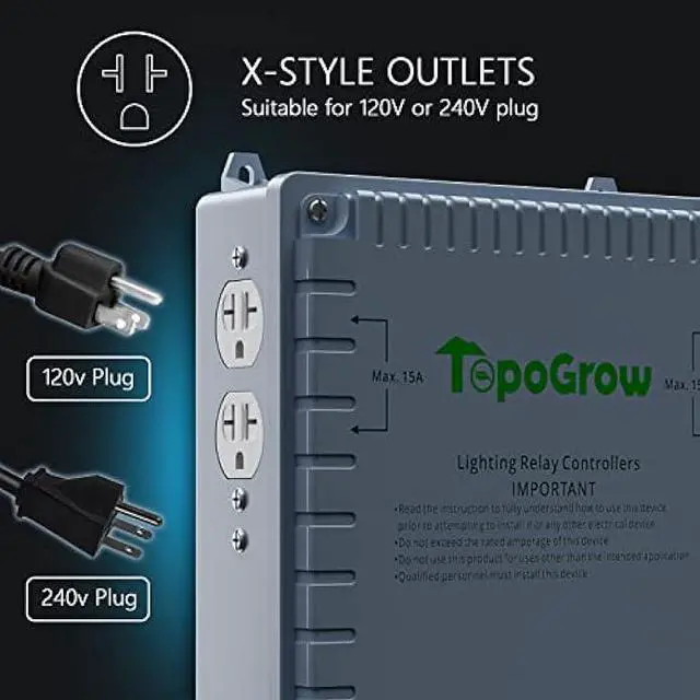 Alt view image 4 of 7 - TopoGrow 4 Lighting Relay Ballast Maximum 4 1000W Grow Light Controller for Hydroponics Indoor Double Ended Grow Light and Grow Tent Growing