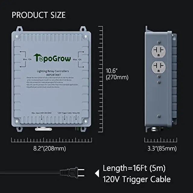 Alt view image 6 of 7 - TopoGrow 4 Lighting Relay Ballast Maximum 4 1000W Grow Light Controller for Hydroponics Indoor Double Ended Grow Light and Grow Tent Growing