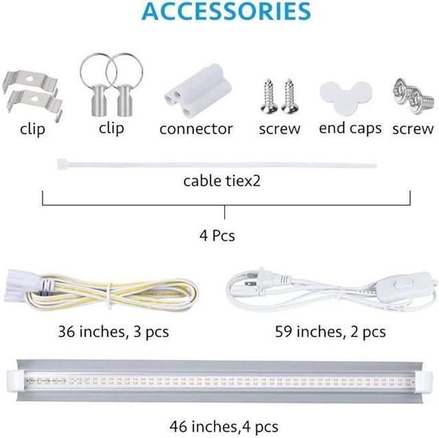 Alt view image 4 of 6 - Grow Light for Indoor Plants,4ft T8, 180W(4 x 45W, 1080W Equivalent), Super Bright, Full Spectrum Sunlight Plant Light, LED Grow Lights for Indoor Plants, Greenhouse, 4-Pack