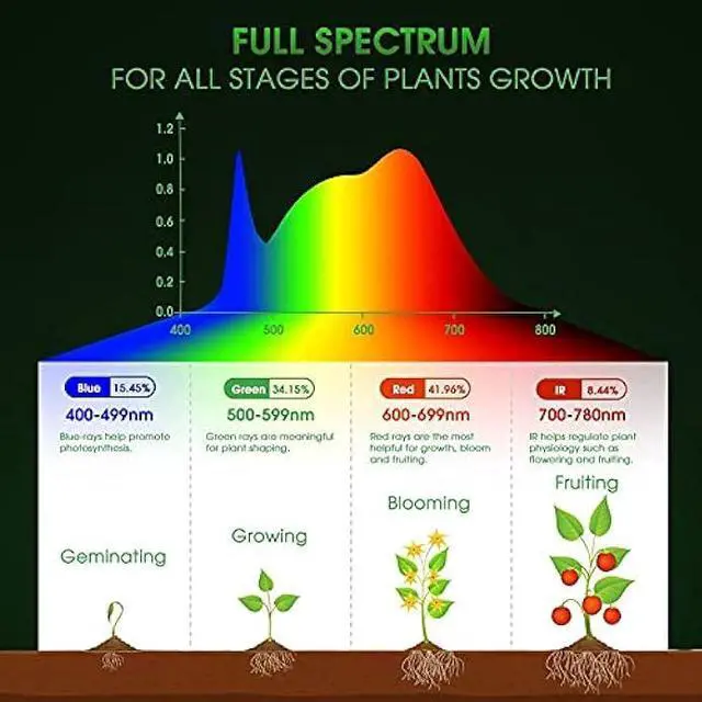 Alt view image 3 of 7 - Grow Light Bulbs, WEEGrow LED Grow Light Bulb A19 Bulb, Full Spectrum Grow Light Bulb, Plant Light Bulb E26 Base, 11W Grow Bulb 100W Equivalent, Grow Light for Indoor Plant, Seed Starting, Veg, 6 Pack