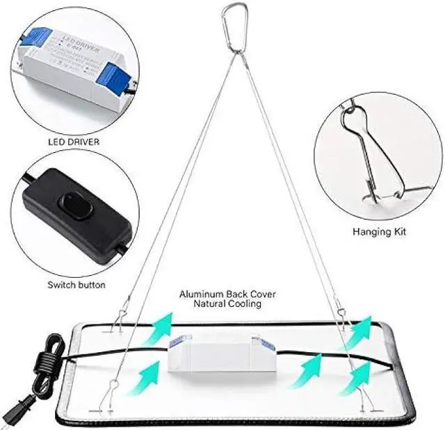 Alt view image 4 of 6 - Grow Light for Indoor Plants - SERWING 200W LED Grow Light Full Spectrum, Plant Growing Lamp for Indoor Cultivation, Greenhouse, Grow Tent, Hydroponics (Sunlight)