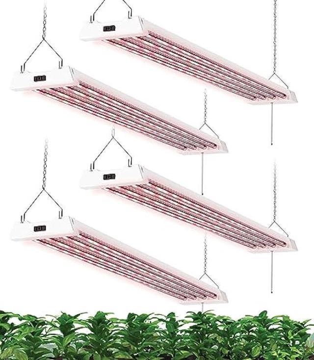 Sunco 4 Pack 4FT LED Grow Lights Full Spectrum for Indoor Plants 80W  Integrated Suspended Fixture, Plug in Linkable, for Indoor Greenhouse Year  Round Plant Seedling Grow Lamp Super Bright 