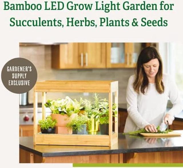 Gardener s Supply Company Bamboo Grow Light Indoor Plants Stand